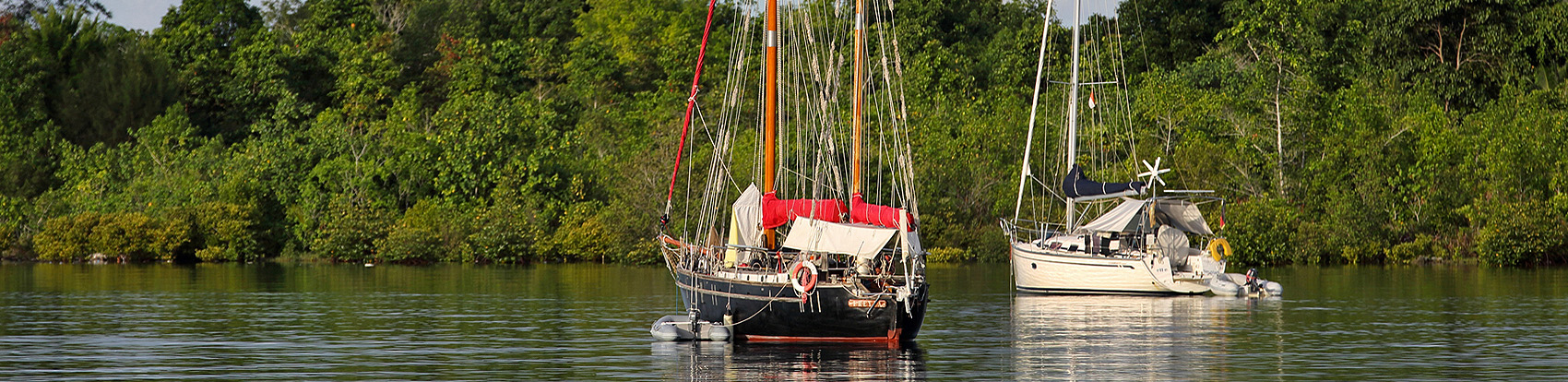 Sailing boats in Lahewa harbour. North Nias (Nias Utara), Nias Island, Indonesia.