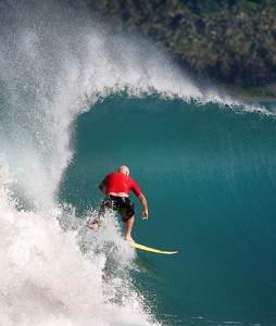 Surfing at Afulu, North Nias (Nias Utara), Nias Island, Indonesia.