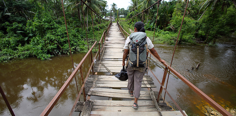 Bridge over Tumula River, North Nias (Nias Utara), Nias Island, Indonesia.