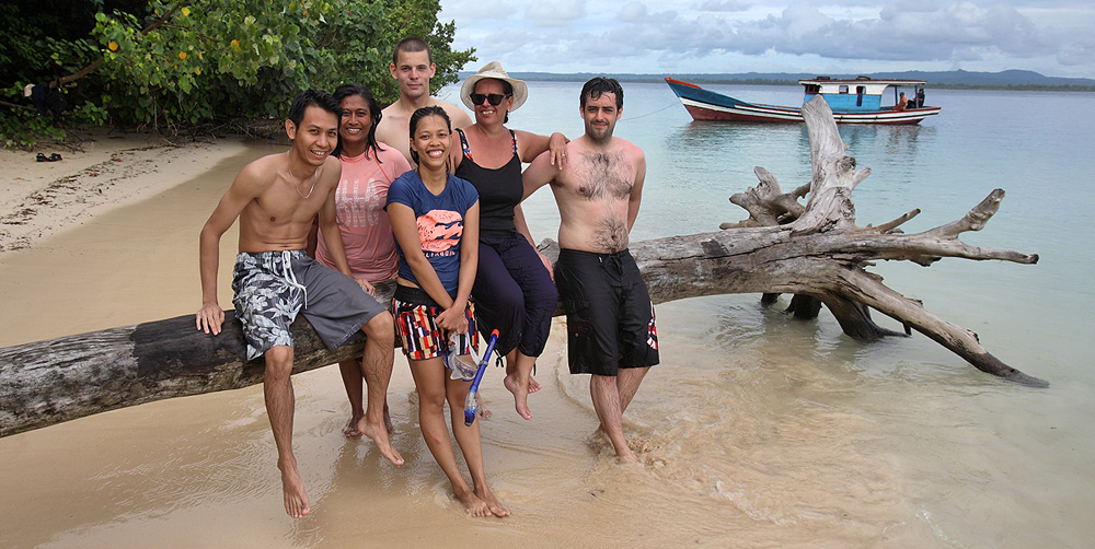 Tourists visiting Panjang Island, North Nias (Nias Utara), Indonesia.