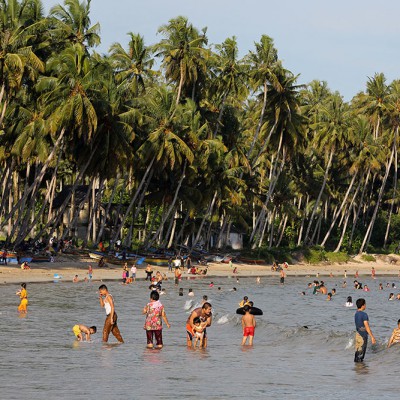 Lagundri Beach on a Sunday afternoon. Nias Selatan.