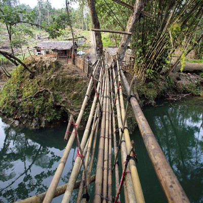 Kara Sangadulo (Batu bertelur), a famous place in Nias Utara where, according to legend egg-shaped rocks are born from a river bank