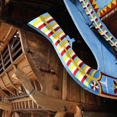 House gables on traditional south nias houses, Hilimeataniha village, Nias Selatan.