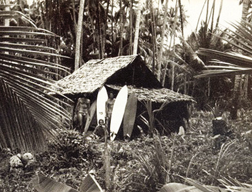 First surfers camp in Lagundri (1975).