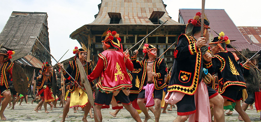 War dance in Bawomataluo village, South Nias. 